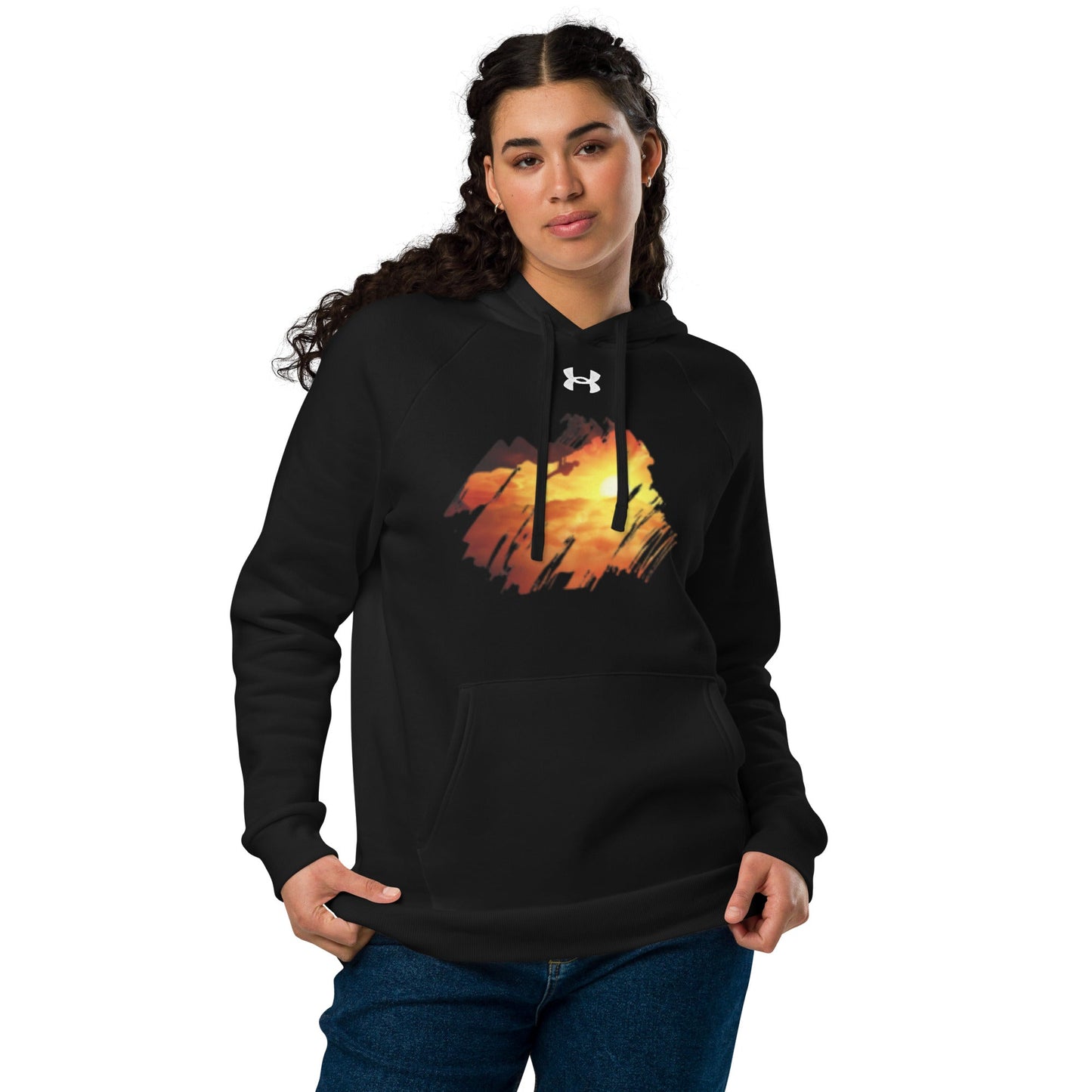 Under Armour® hoodie Mountain climber design at sunrise