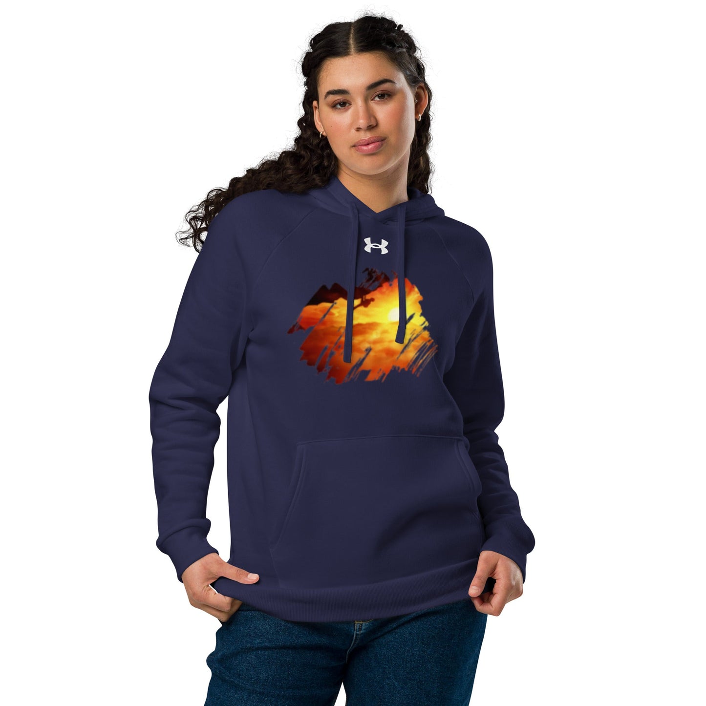 Under Armour® hoodie Mountain climber design at sunrise