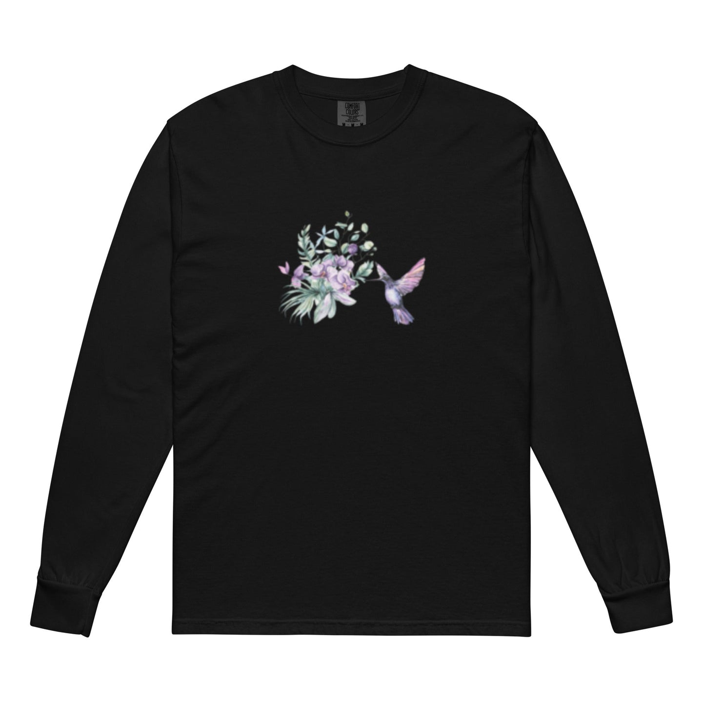 Garment-dyed heavyweight long-sleeve shirt Hummingbird design No.2