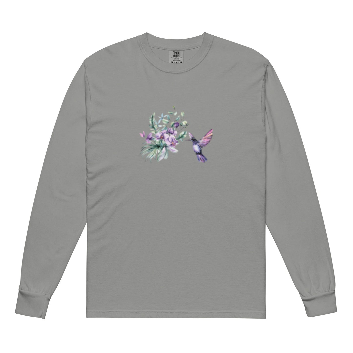 Garment-dyed heavyweight long-sleeve shirt Hummingbird design No.2