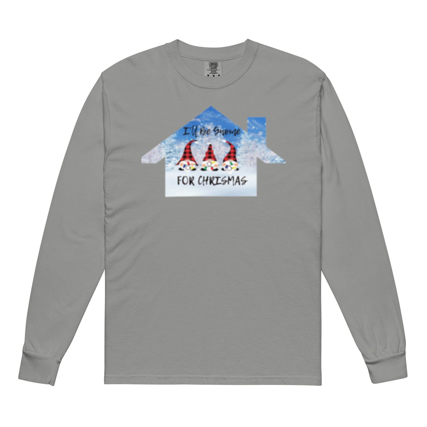 Garment-dyed heavyweight long-sleeve shirt - I'll be Gnome for Christmas design