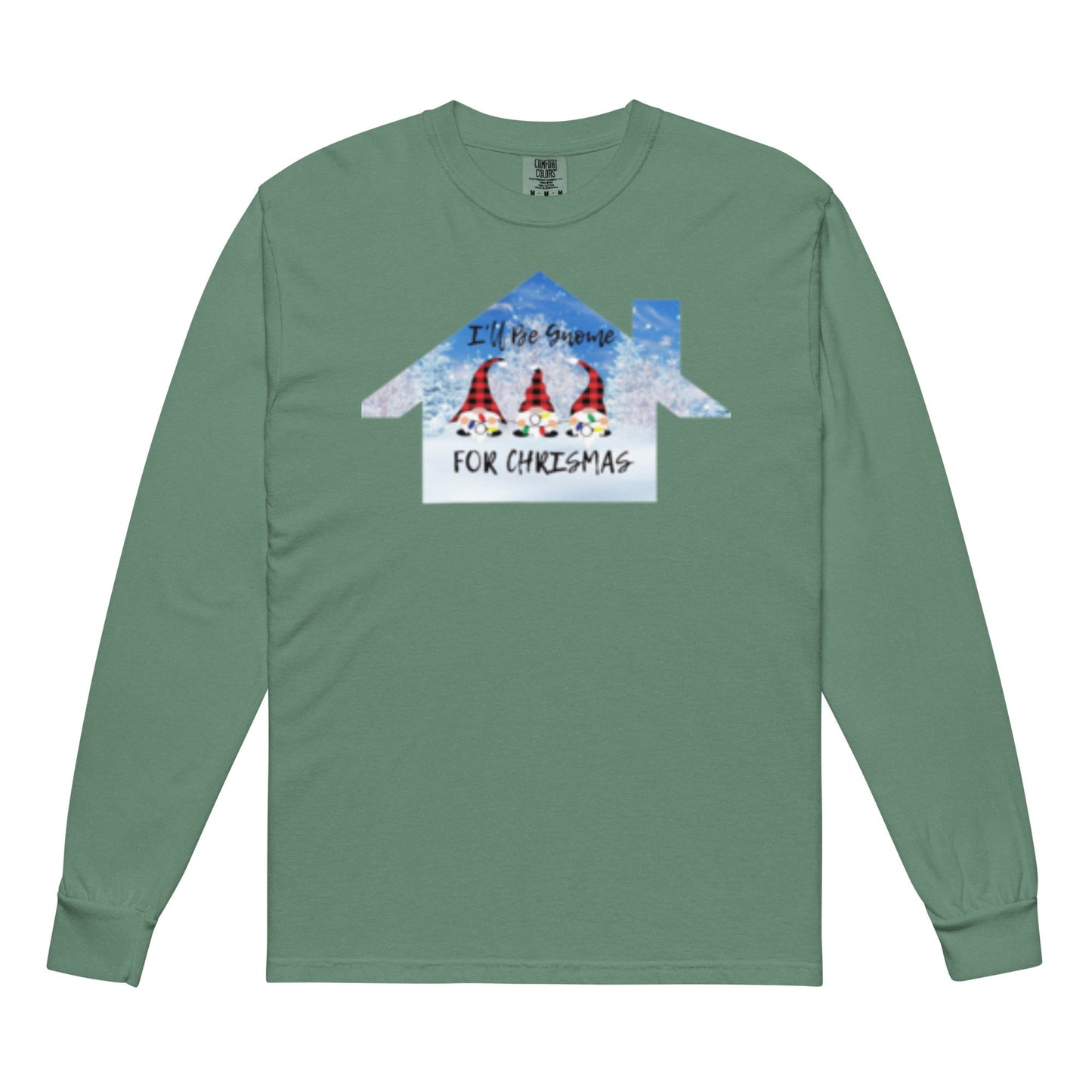 Garment-dyed heavyweight long-sleeve shirt - I'll be Gnome for Christmas design