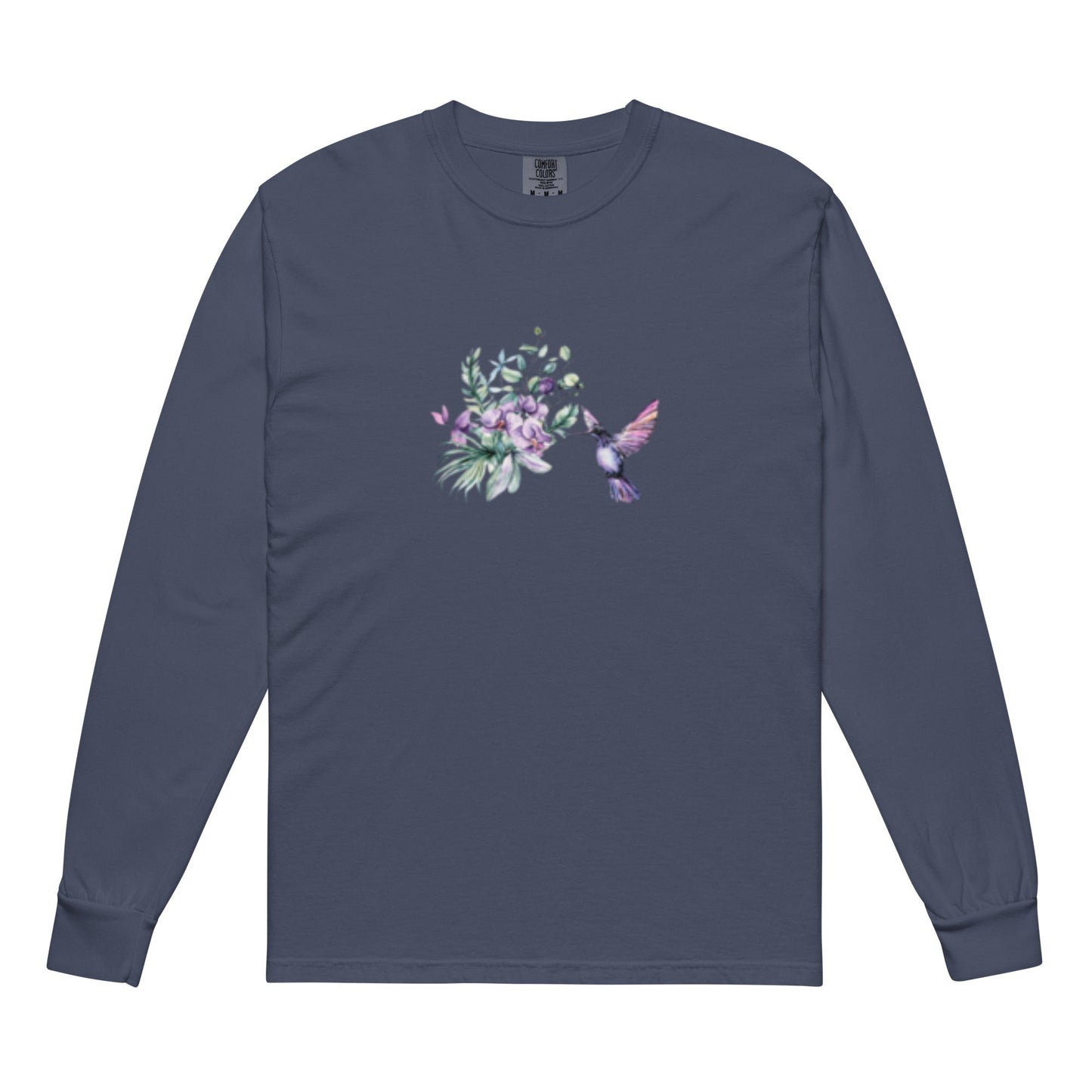 Garment-dyed heavyweight long-sleeve shirt Hummingbird design No.2