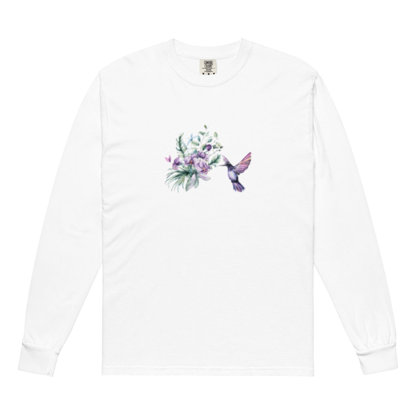 Garment-dyed heavyweight long-sleeve shirt Hummingbird design No.2