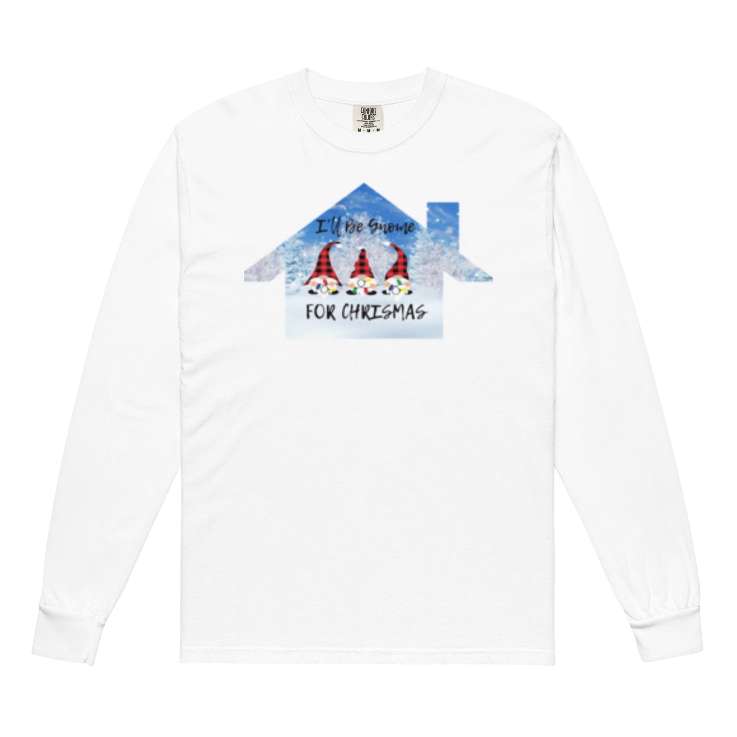 Garment-dyed heavyweight long-sleeve shirt - I'll be Gnome for Christmas design