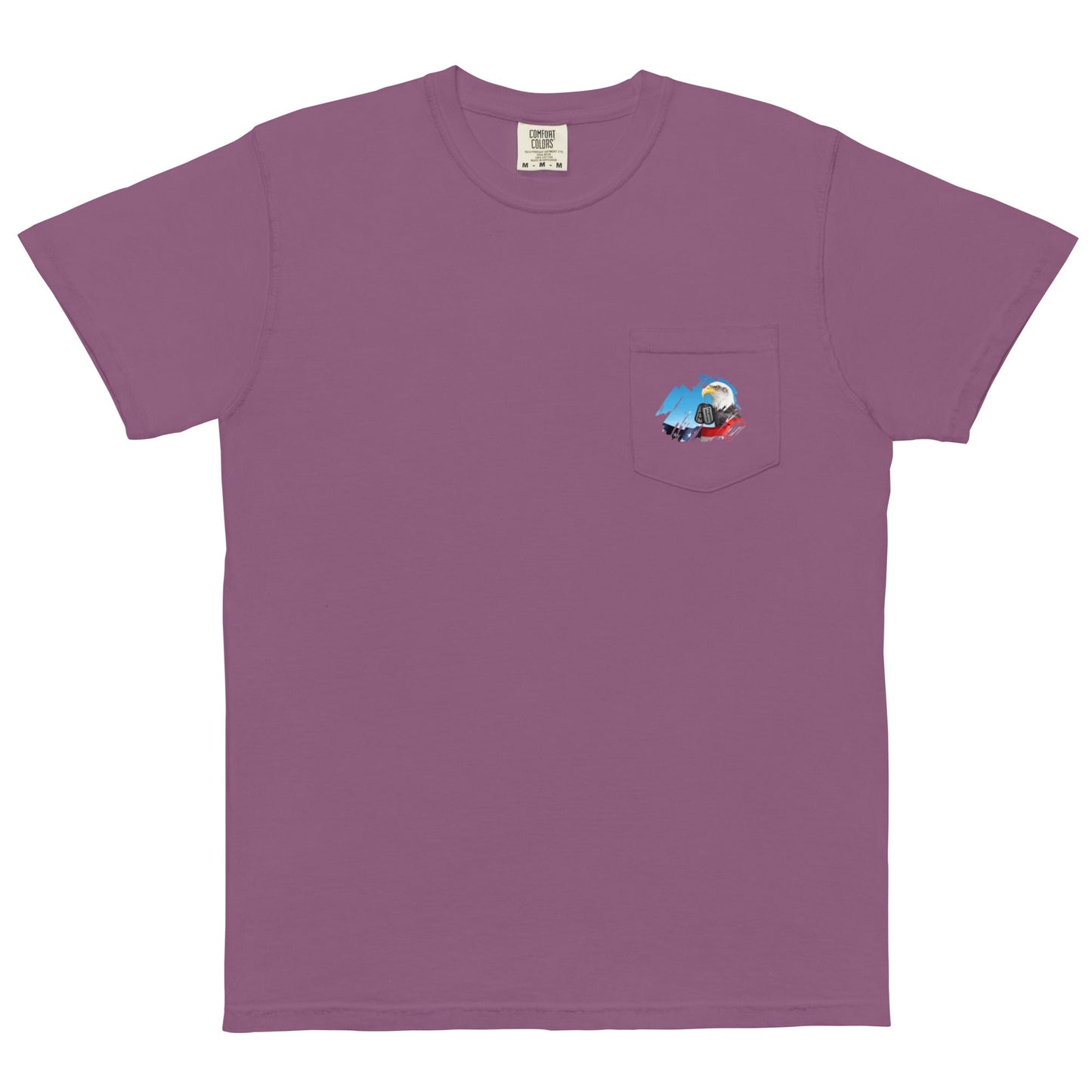 Unisex garment-dyed pocket t-shirt with Forgotten CZ Veterans on pocket design
