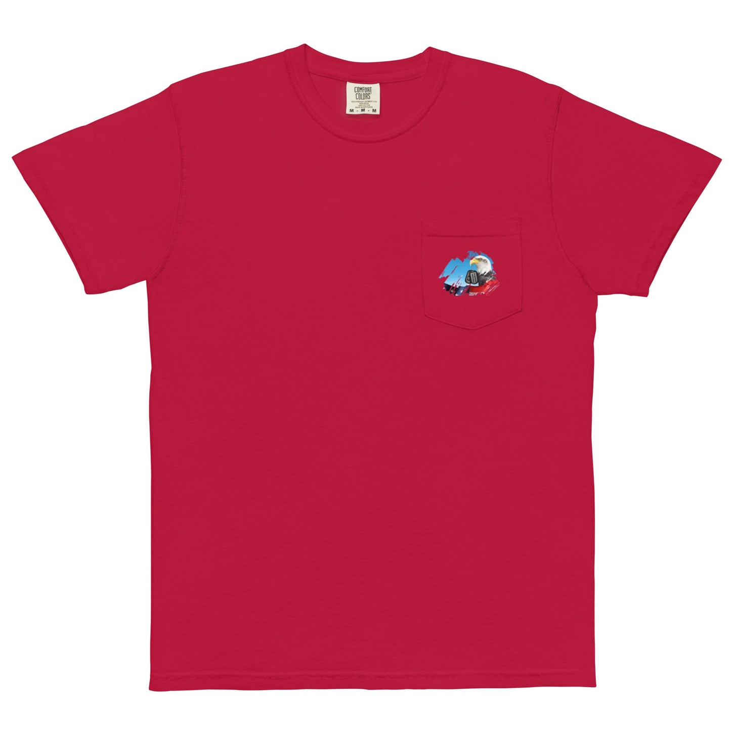 Unisex garment-dyed pocket t-shirt with Forgotten CZ Veterans on pocket design