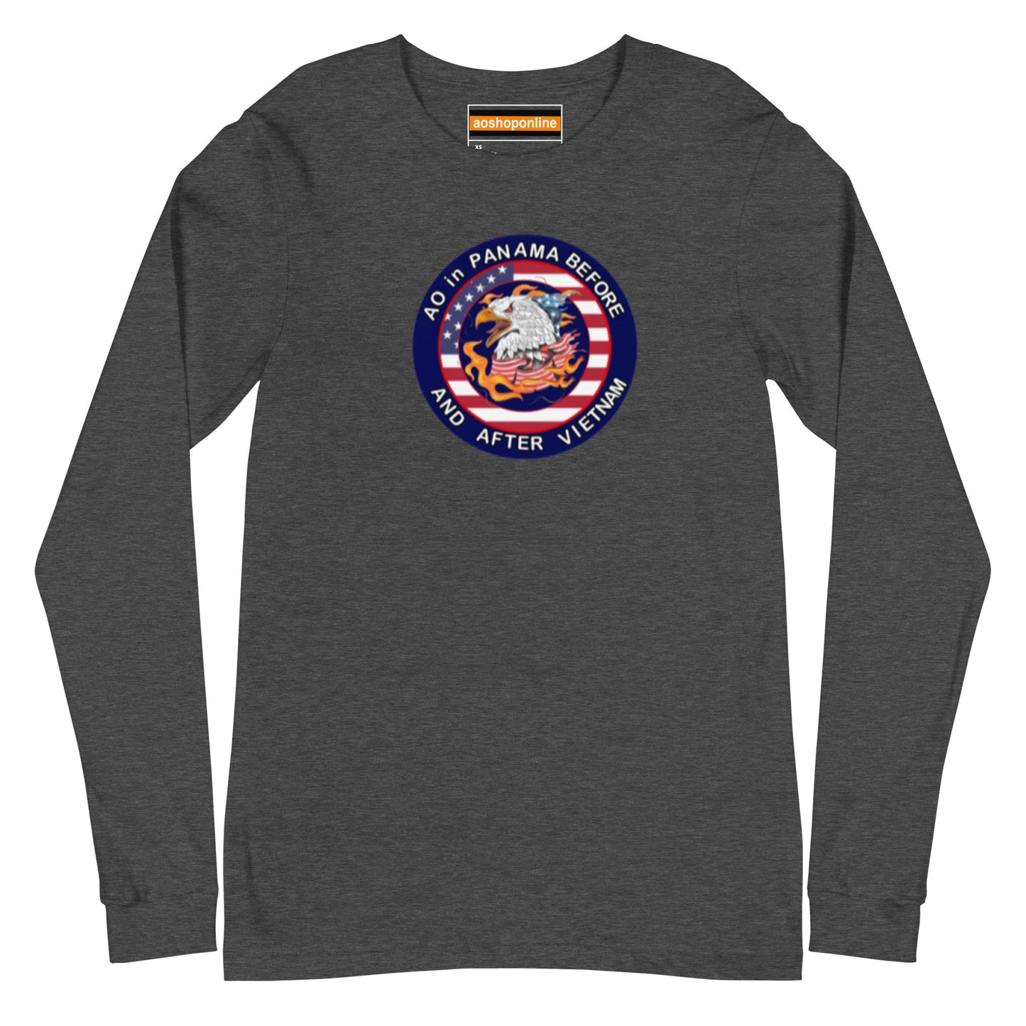 Panama Canal Zone Veteran Unisex Long Sleeve Tee with the design AO in Panama before and after Vietnam