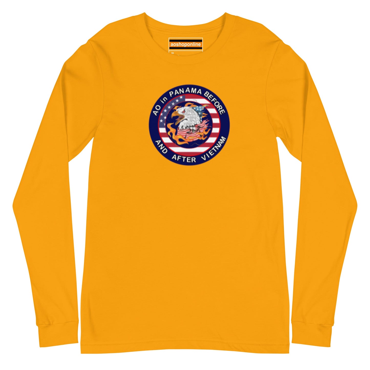 Panama Canal Zone Veteran Unisex Long Sleeve Tee with the design AO in Panama before and after Vietnam
