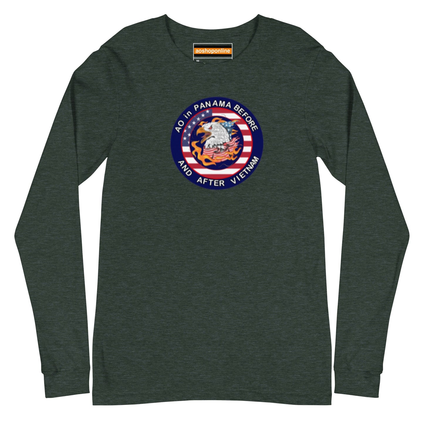 Panama Canal Zone Veteran Unisex Long Sleeve Tee with the design AO in Panama before and after Vietnam