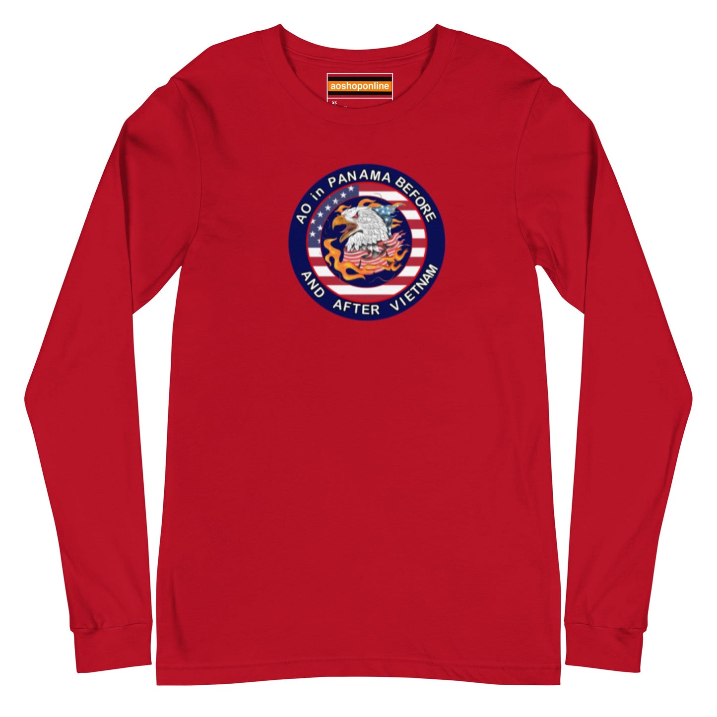 Panama Canal Zone Veteran Unisex Long Sleeve Tee with the design AO in Panama before and after Vietnam