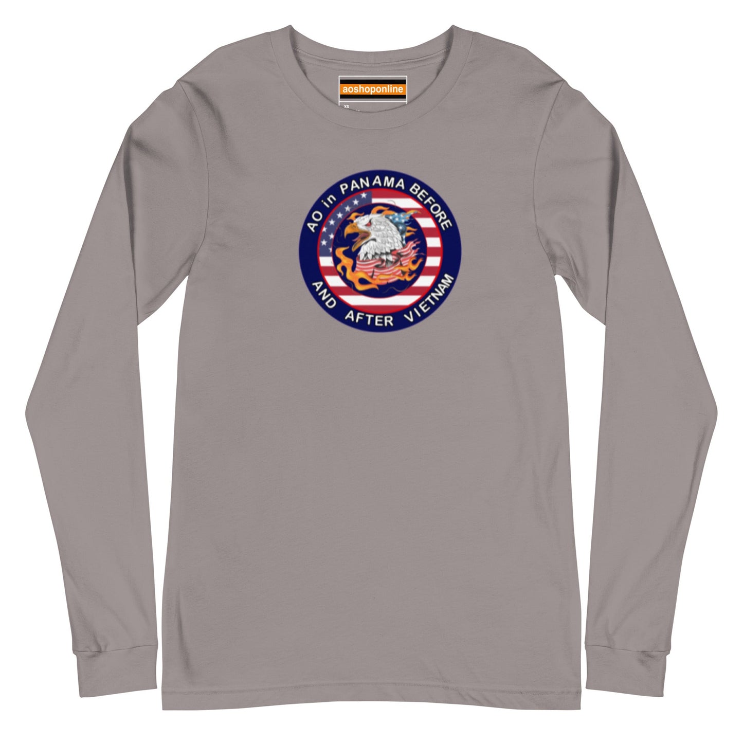 Panama Canal Zone Veteran Unisex Long Sleeve Tee with the design AO in Panama before and after Vietnam