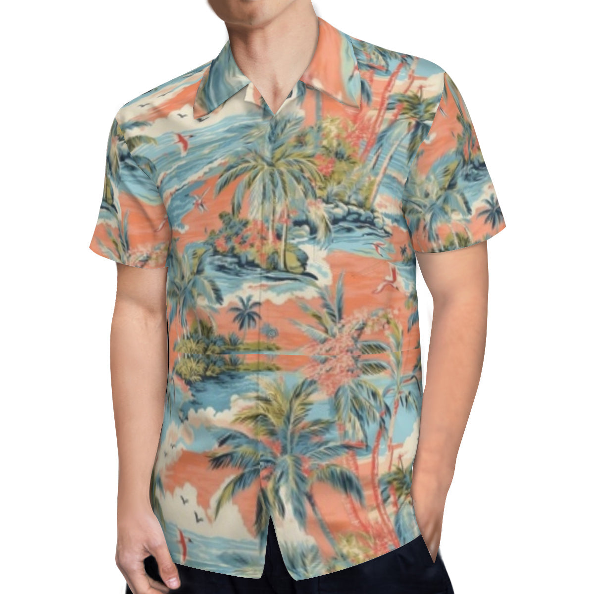 Hawaiian shirt - Orange and blue scene