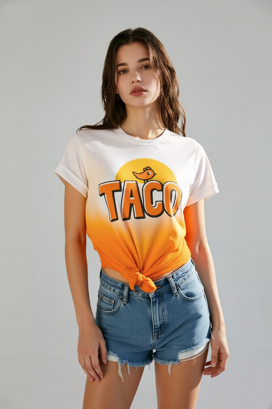 TACO Satirical Print Crew Neck T-shirt