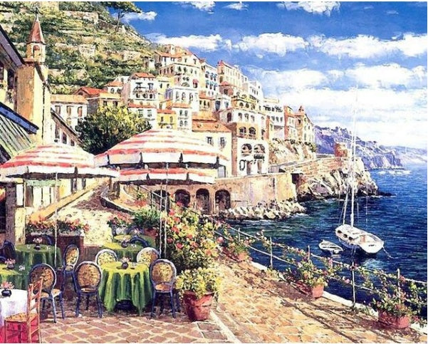 DIY oil Painting - Amalfi Coast, Italy