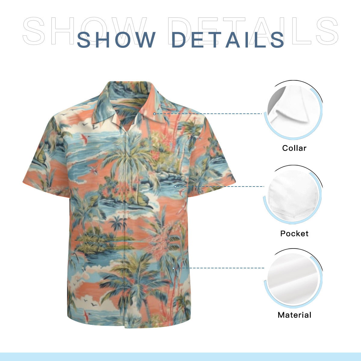 Hawaiian shirt - Orange and blue scene
