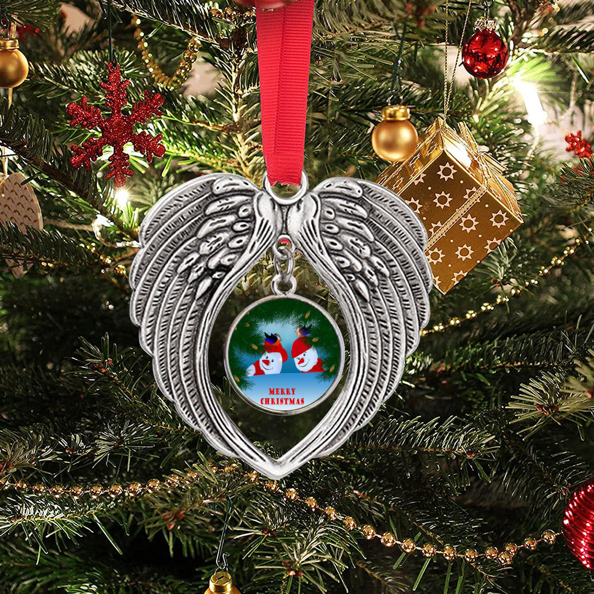 snowmen-and-birds-merry-christmas-and-happy-new-year unique christmas ornament