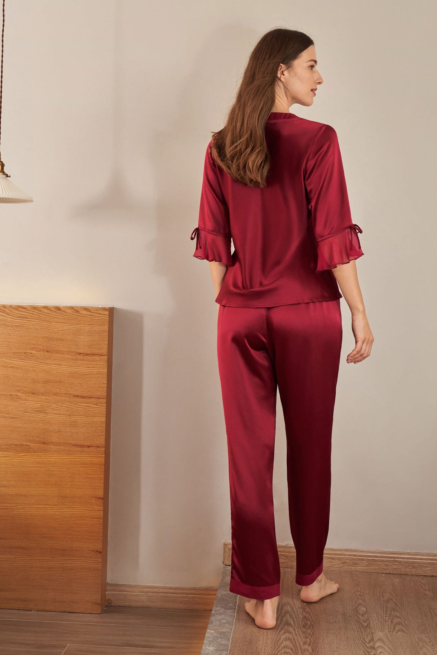 Laced Women Silk Pajama Set
