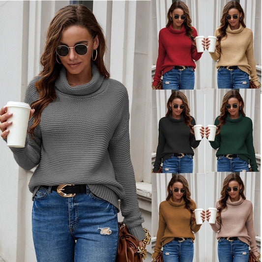 Women’s Long sleeve shirt - New Thick Thread Long Sleeve High Collar Pullover Sweater For Women