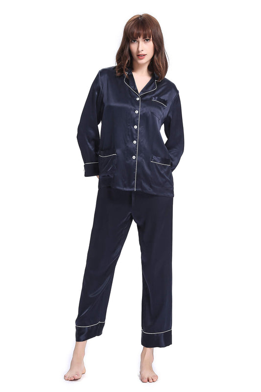 Chic Trimmed women Silk Pajamas Set