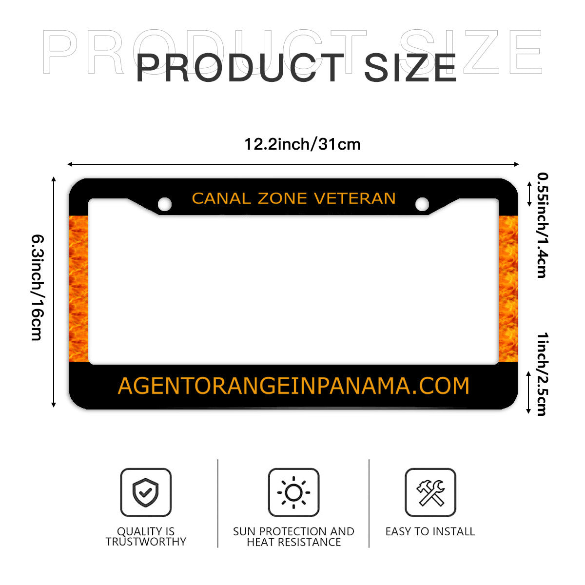 Standard 2-hole U.S. License plate frame cover - Agentorangeinpanama - CZ Veteran