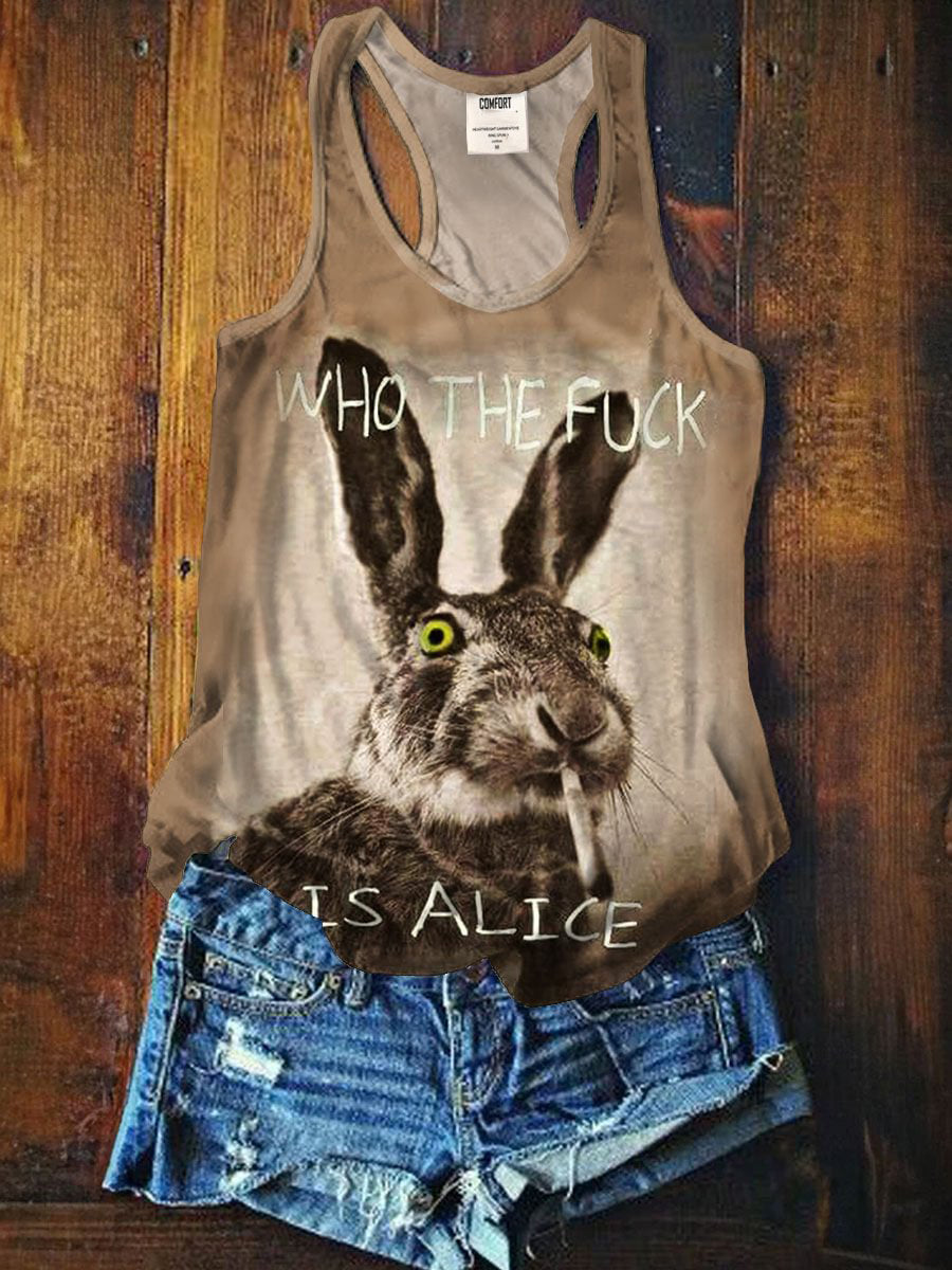 Who The Fuck Bunny Art Print Tank Top