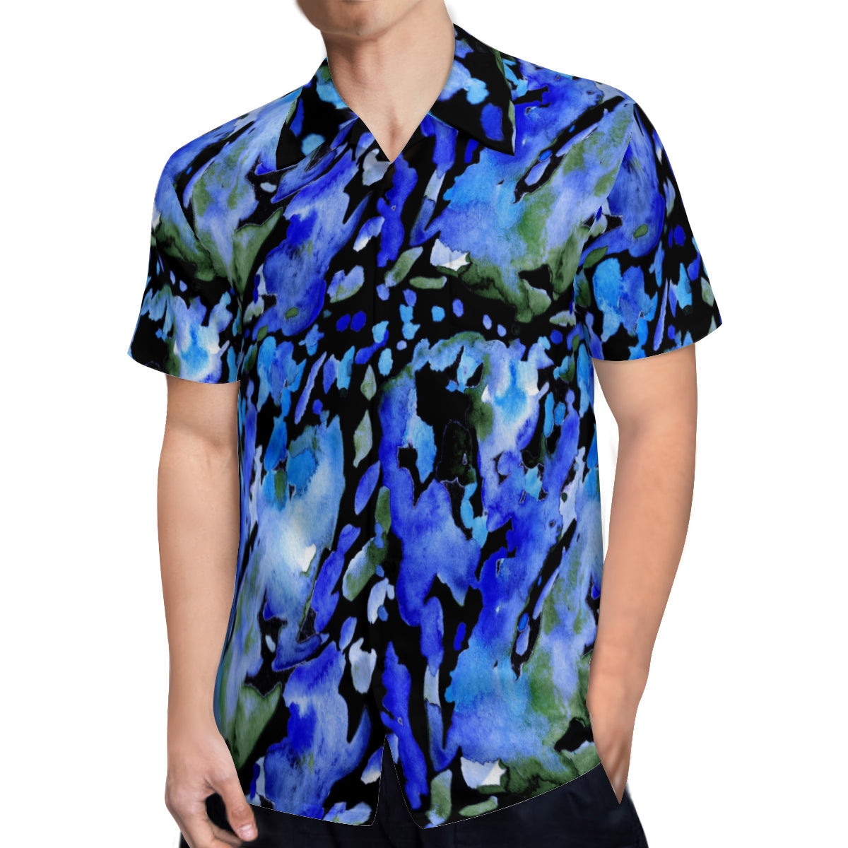 Button up shirt - Black, blue and green