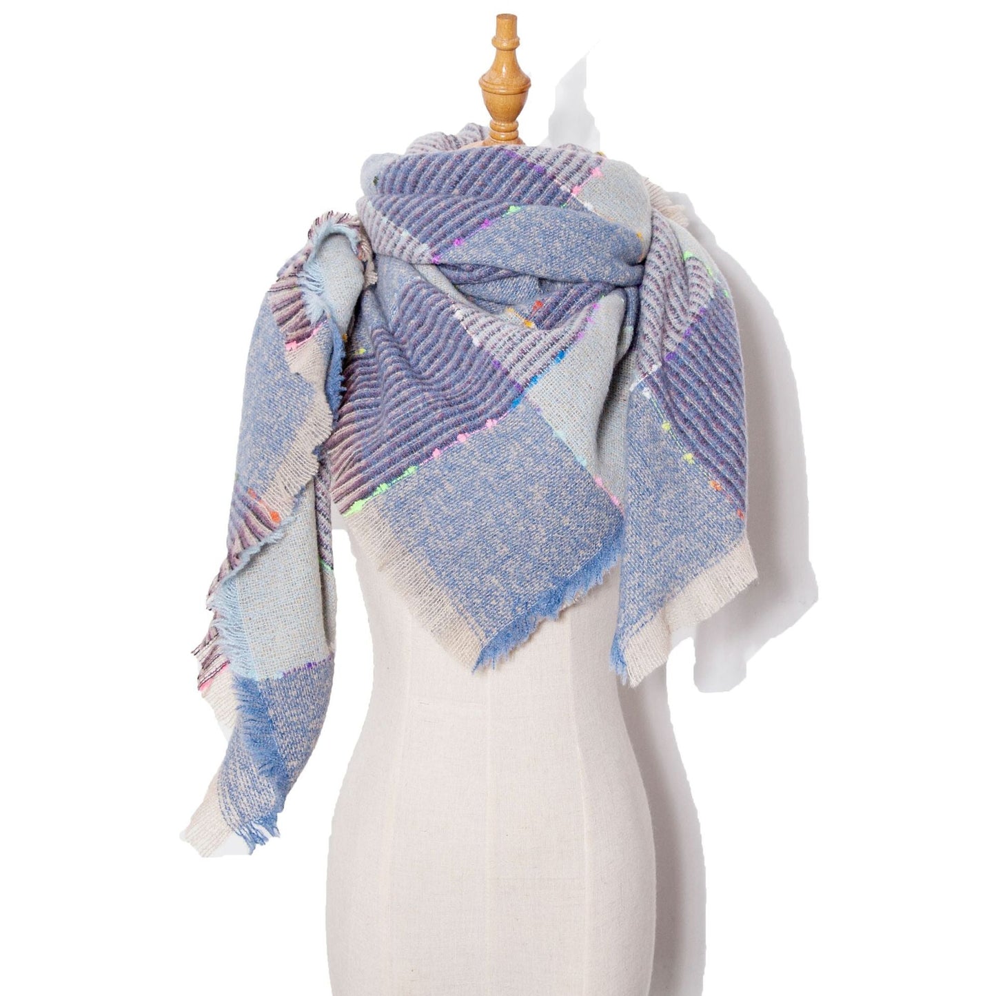 Women’s Neck Scarf - Autumn And Winter Ribbon Large Plaid Triangle Scarf Women's Shawl