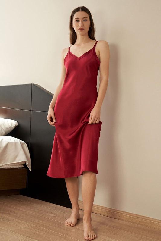 Long & Close Fitting Silk Nightgown