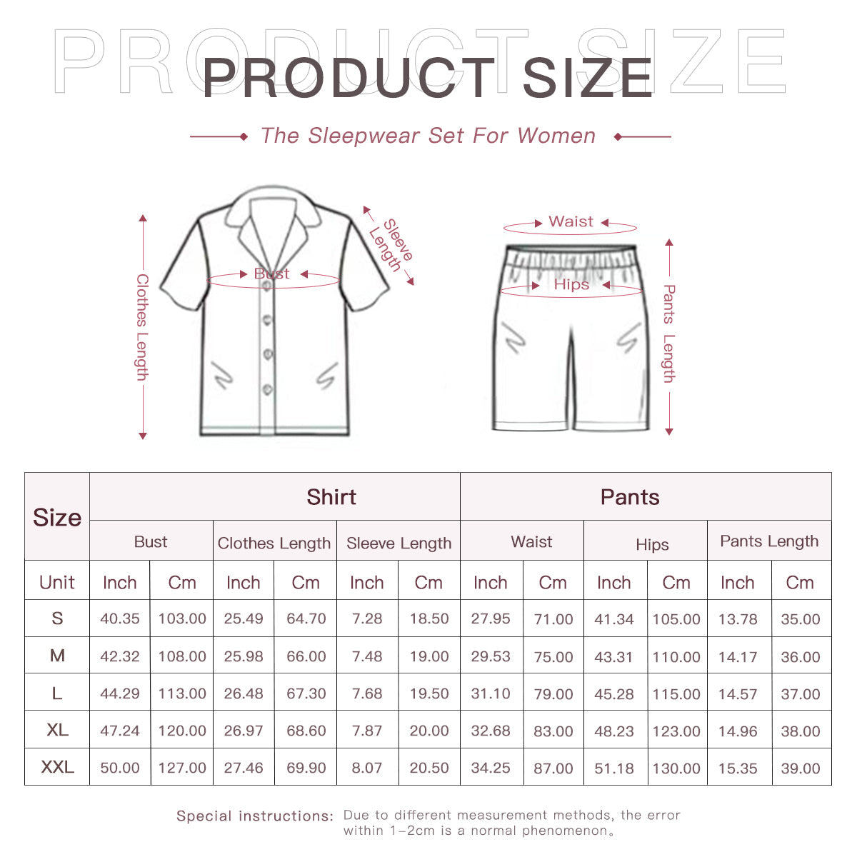 Women's pajamas - pink and red flowers