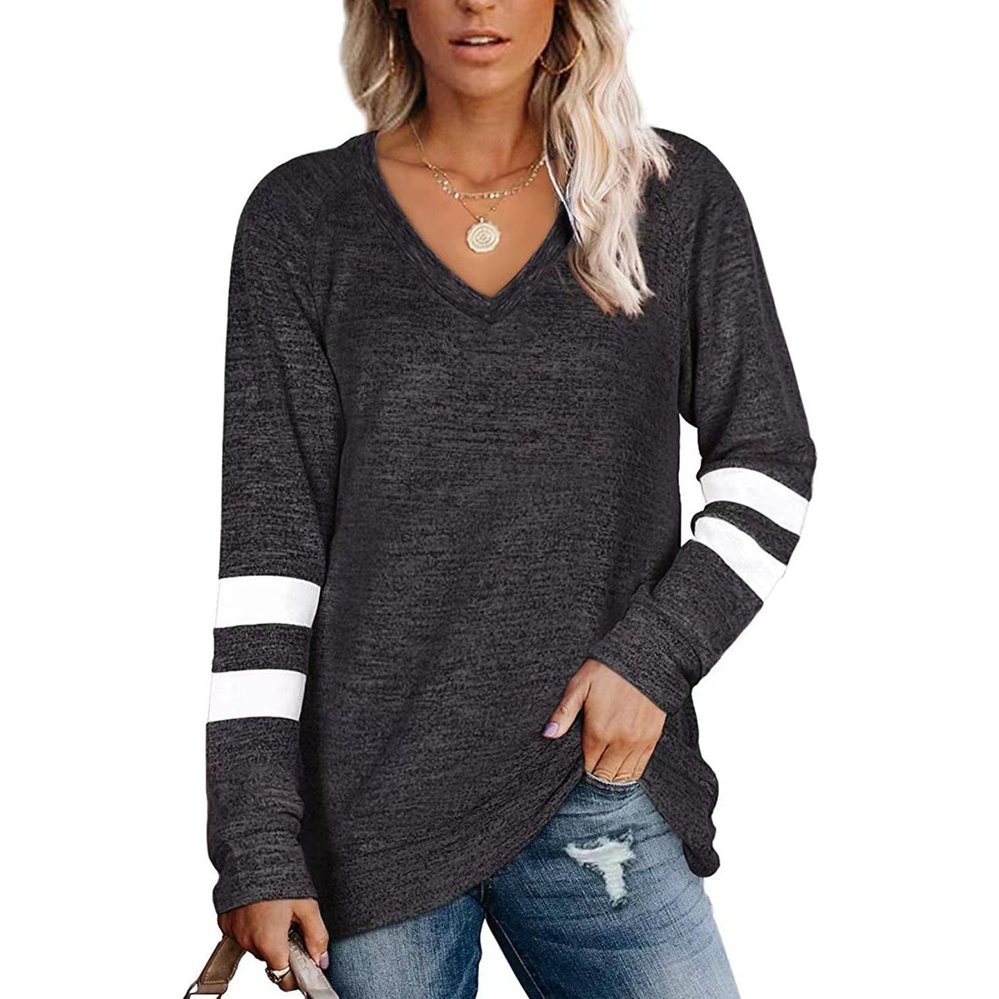 Women’s Long sleeve Tshirt - Loose-fitting Casual T-shirt Top