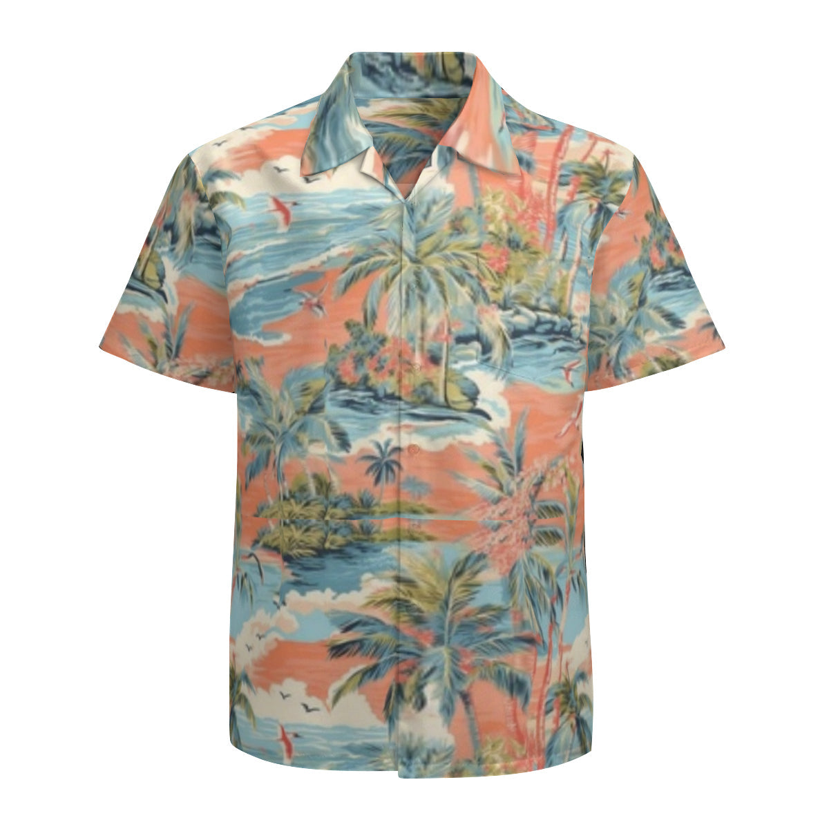 Hawaiian shirt - Orange and blue scene