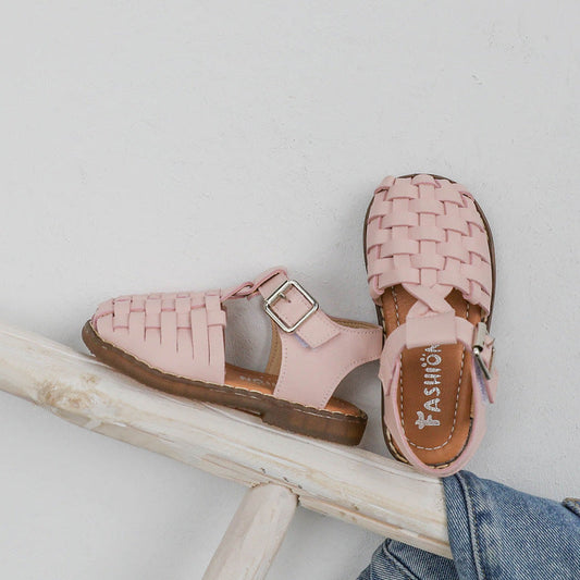 Children shoes  - Retro woven solid color girls shoes
