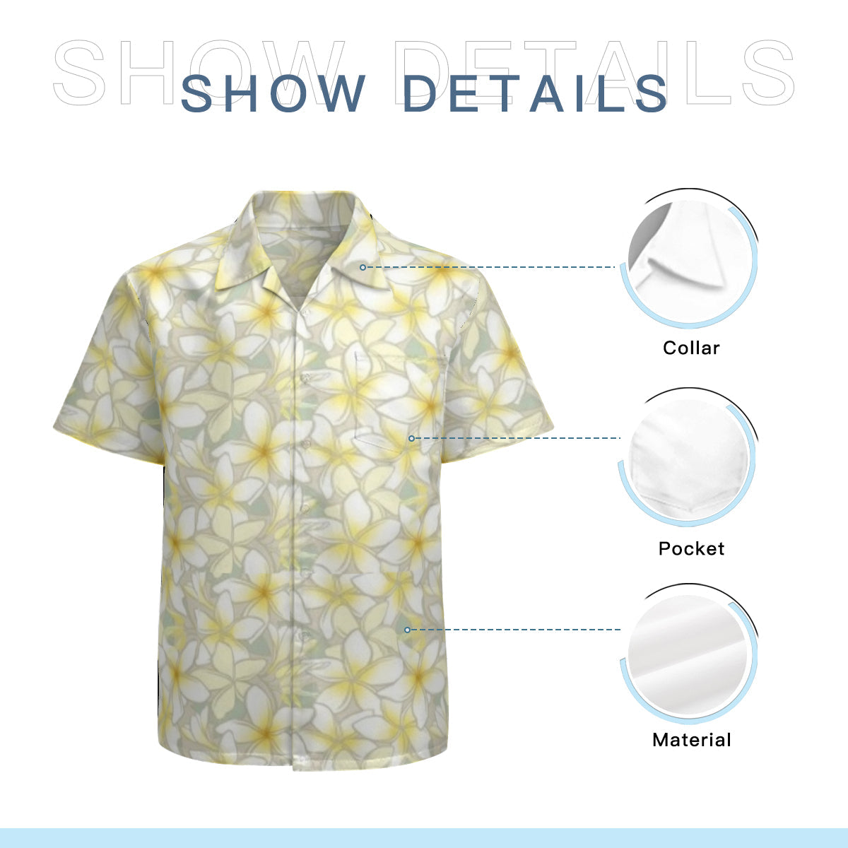 Hawaiian Shirt - Grey and yellow flowers