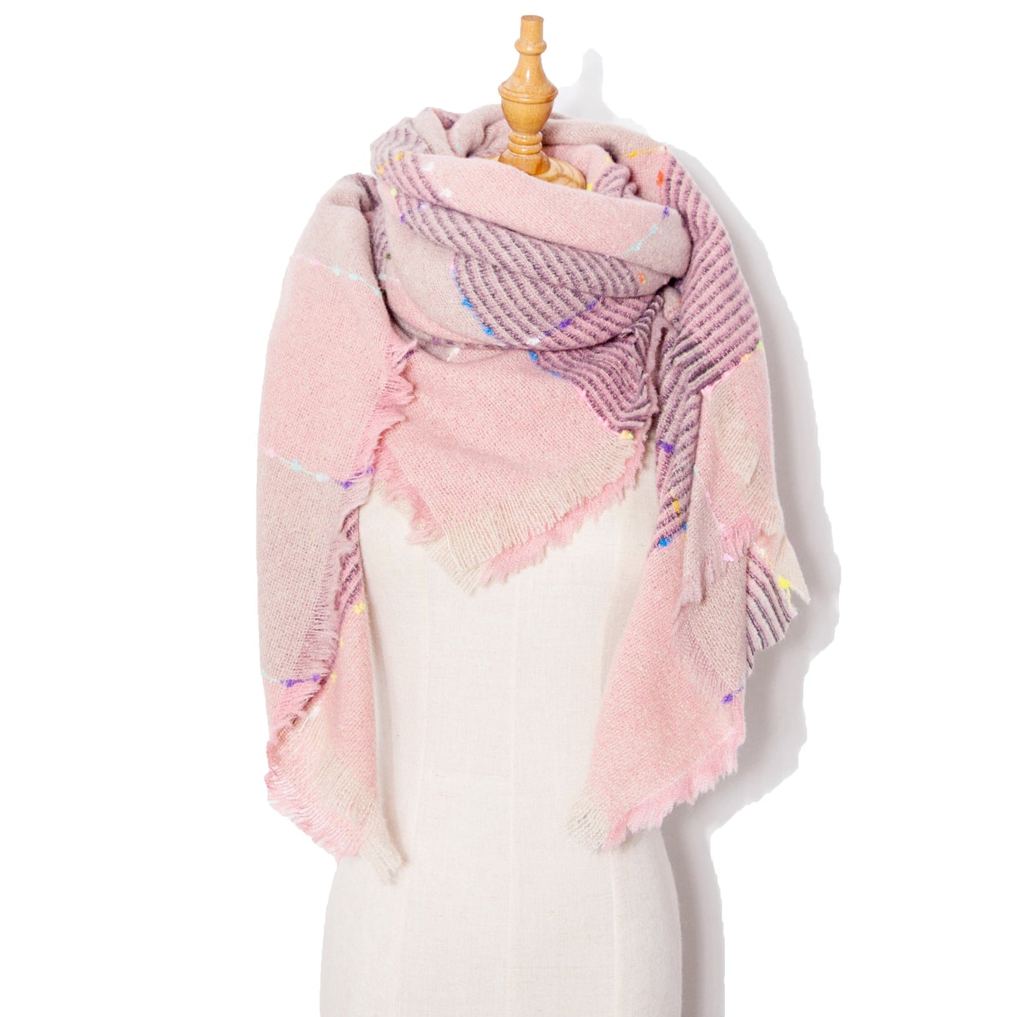 Women’s Neck Scarf - Autumn And Winter Ribbon Large Plaid Triangle Scarf Women's Shawl