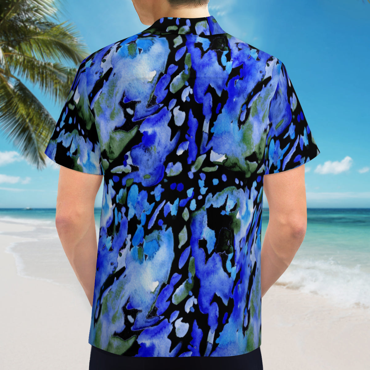 Button up shirt - Black, blue and green