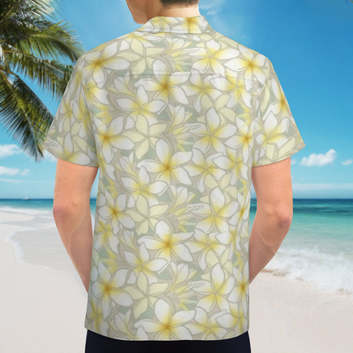 Hawaiian Shirt - Grey and yellow flowers