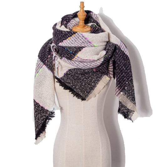 Women’s Neck Scarf - Autumn And Winter Ribbon Large Plaid Triangle Scarf Women's Shawl