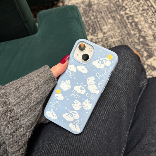 Powder Blue Fluffy Flower iPhone 16 Case