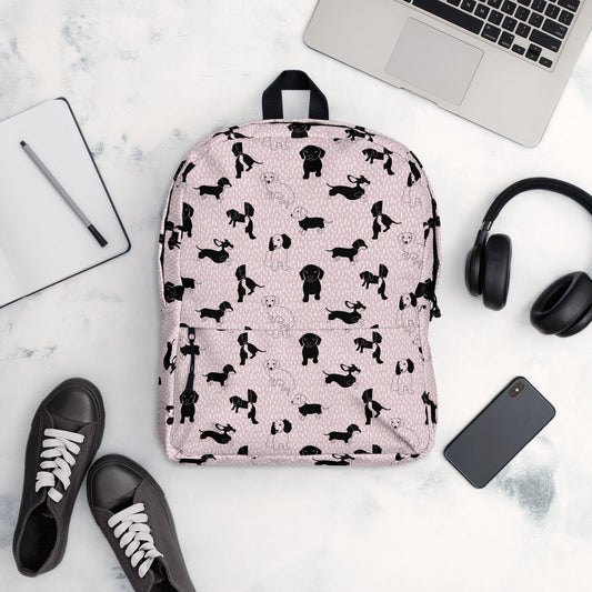 Backpack pink with black doggy design