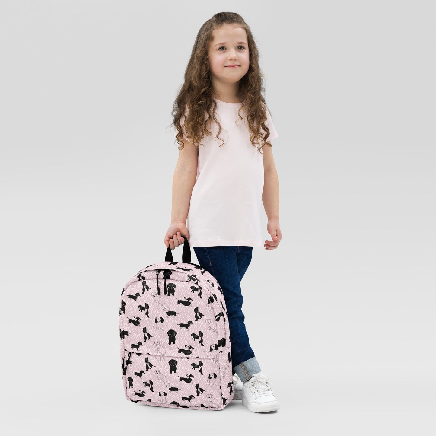 Backpack pink with black doggy design