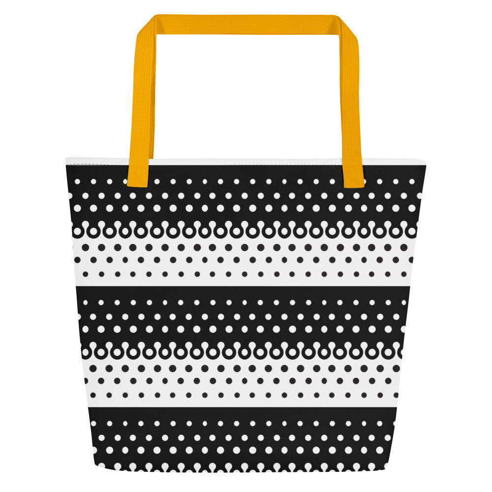 All-Over Print Large Tote Bag polka dot black and white