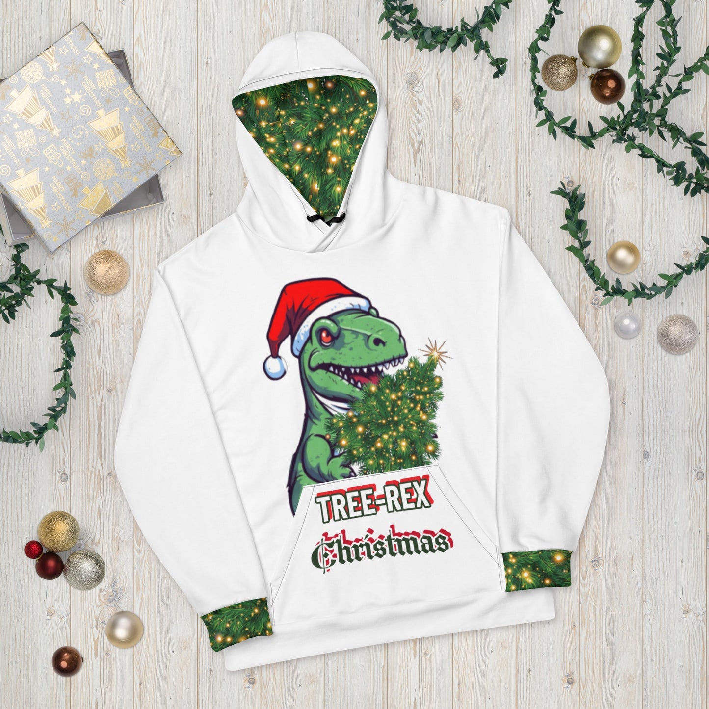 Unisex Hoodie Tree Rex style in white