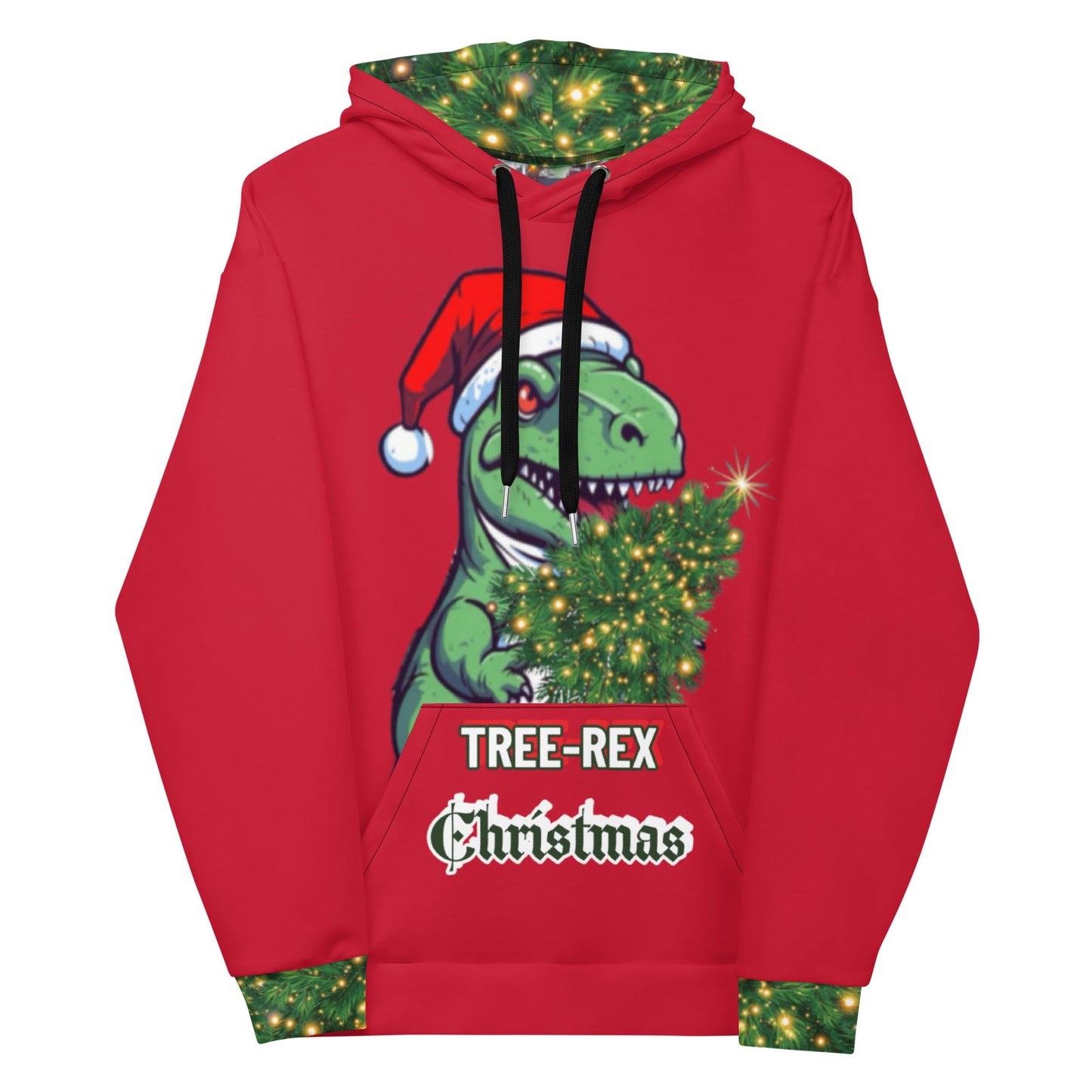 Christmas Unisex Hoodie Tree-Rex design in red