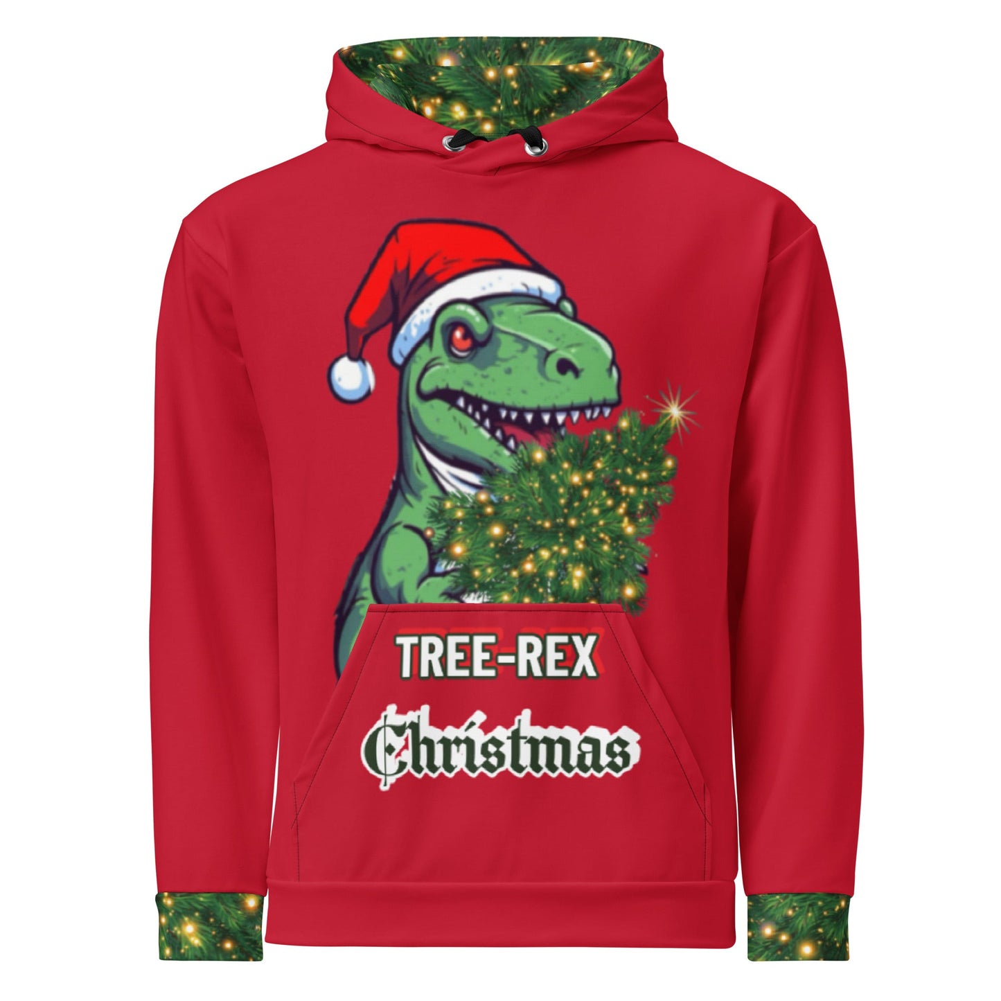 Unisex Hoodie - Tree-Rex Christmas in red