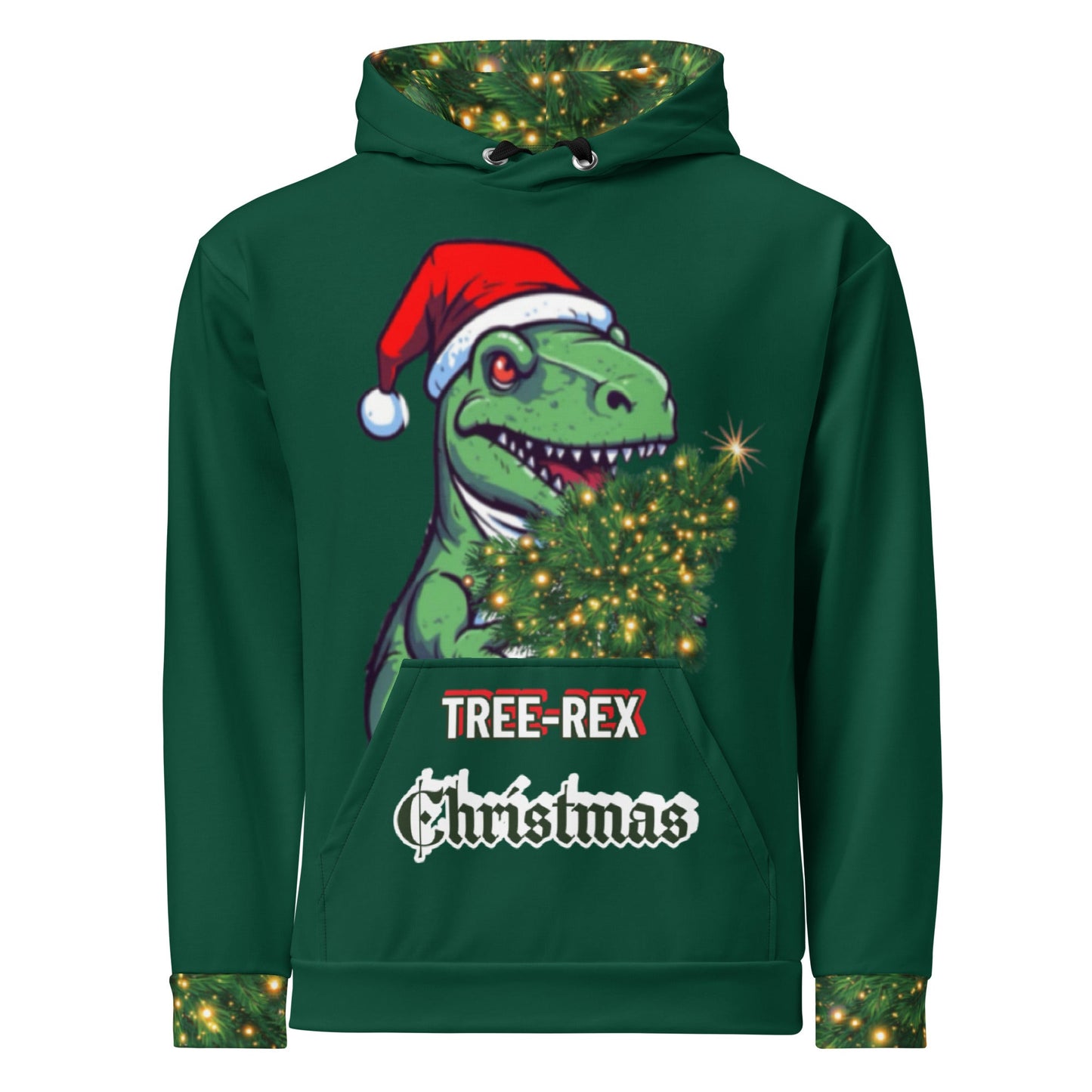 Unisex Hoodie - Tree Rex Christmas design in green