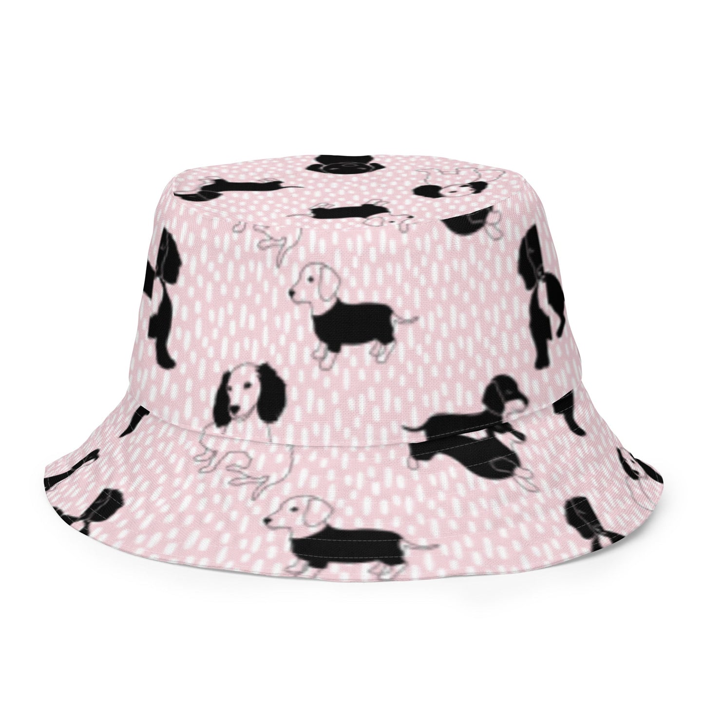 Reversible bucket hat dogs in pink and white design with pink on reverse no. 1