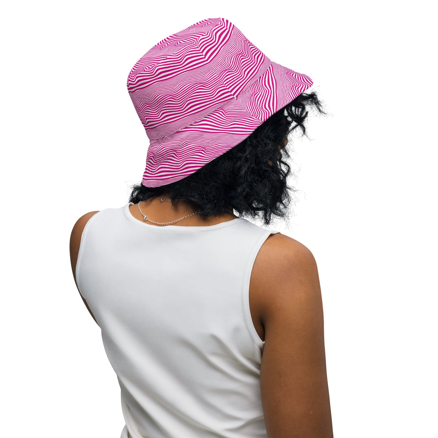 Reversible bucket hat spring pink and yellow design no. 1