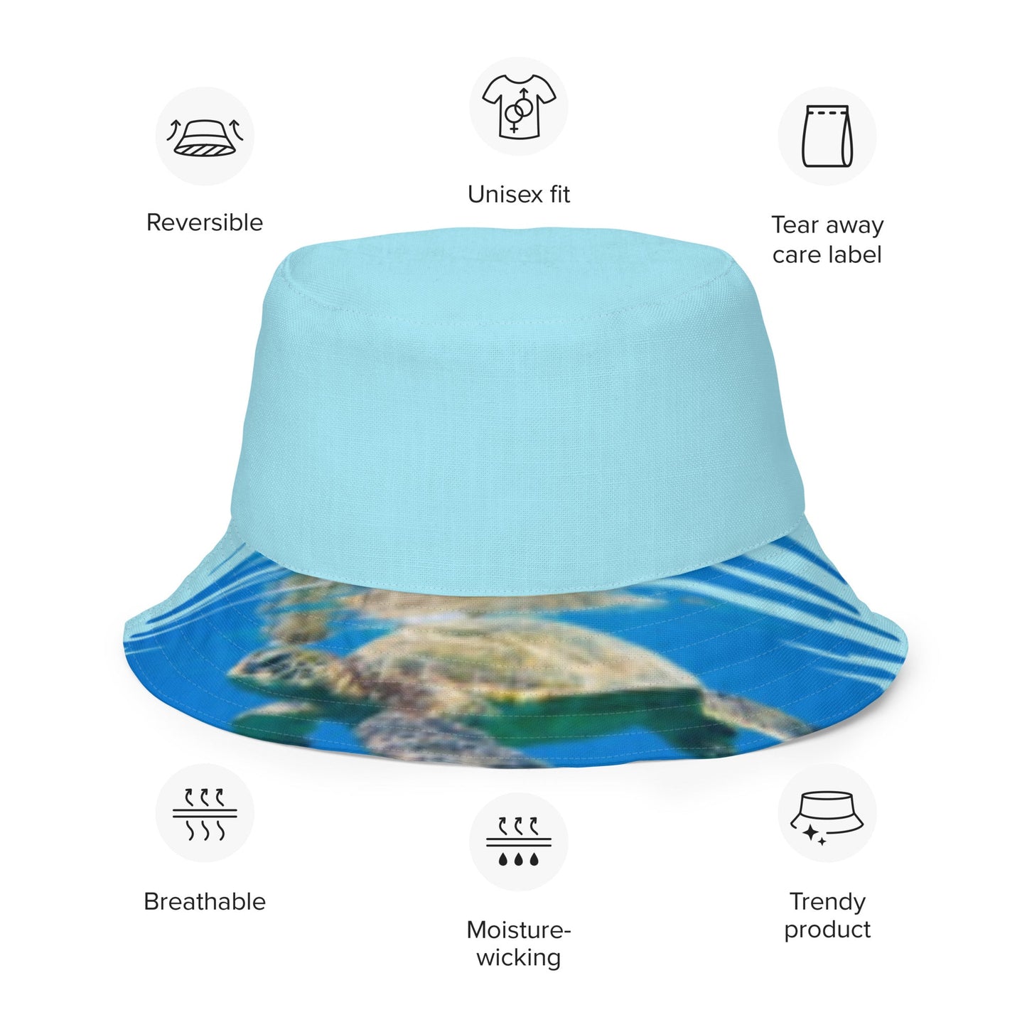 Reversible bucket hat Turtle Design No. 5