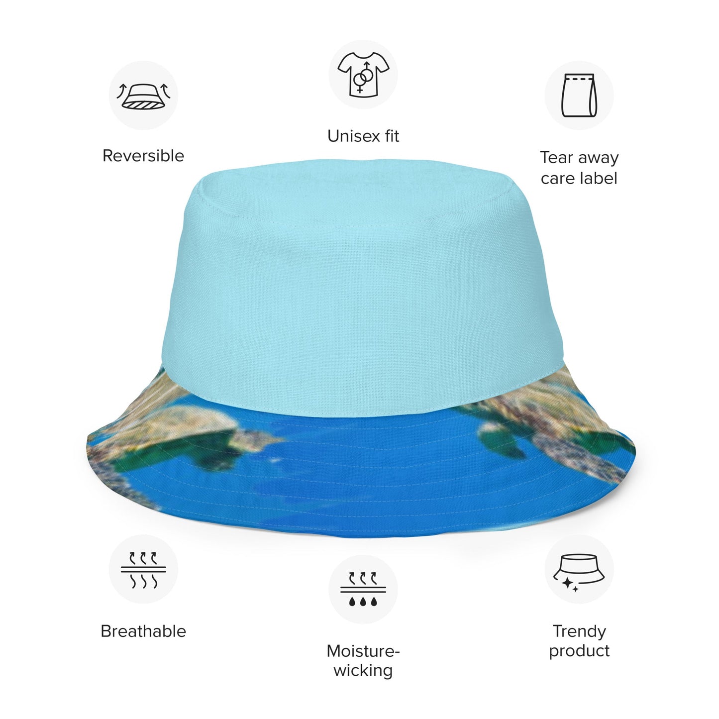 Reversible bucket hat Turtle Design No. 5